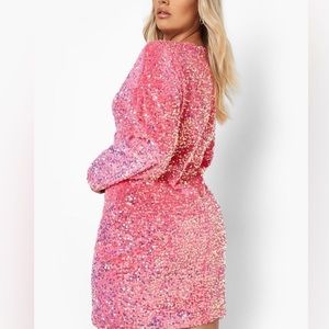 NWT PLUS PINK SEQUIN SHIFT DRESS
